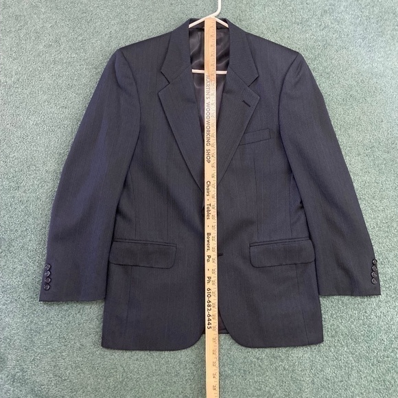 VTG Burberrys Mens Two Button Sport Jacket Navy Blue 100% Pure Wool Classic USA - Picture 7 of 15